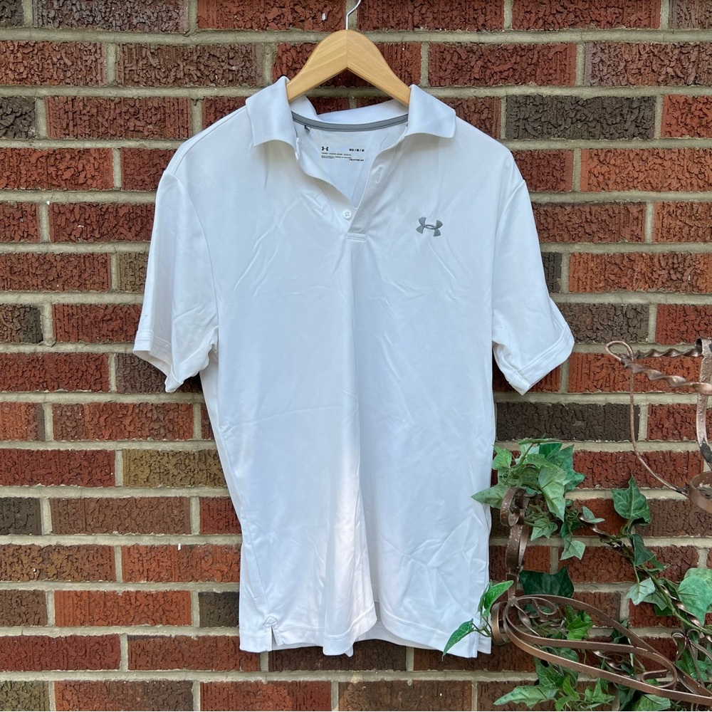Under Armour White Short Sleeve Collared Shirt